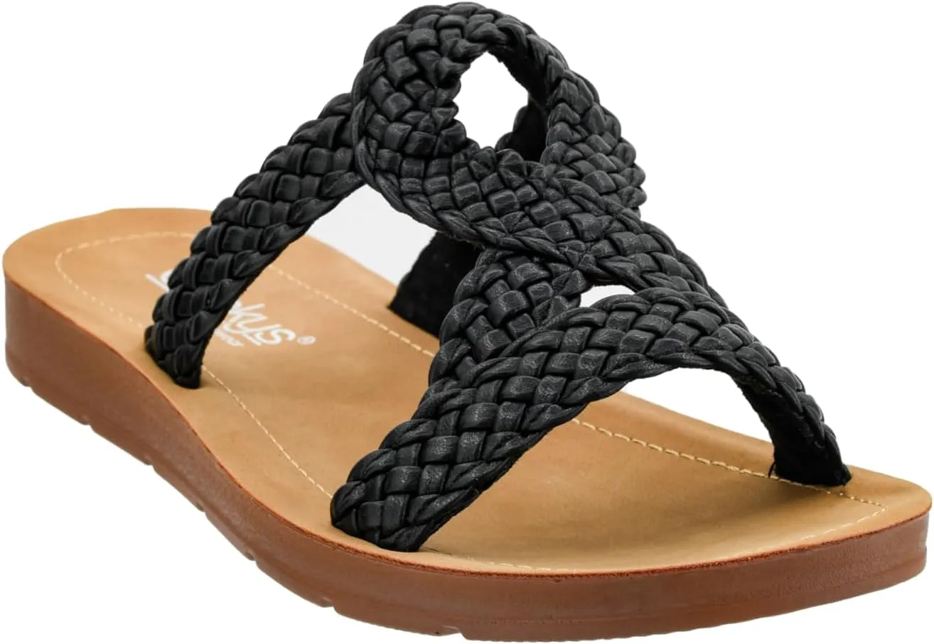 Corkys Footwear Womens All Tangled Up Sandals - With Flexible Comfortable Soles, Woven Straps, And A Chic Keyhole Design - Chic and Stylish Summer Sandals