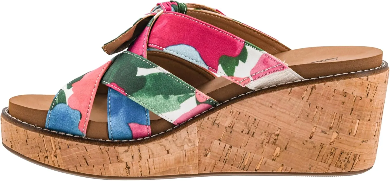 Corkys Footwear Women's Bowdacious 2.5-Inch Wedge - Features A Cork Heel, An Elegant Strappy Upper With A Unique Bow, And Memory Foam EVA Insoles For All Day Comfort