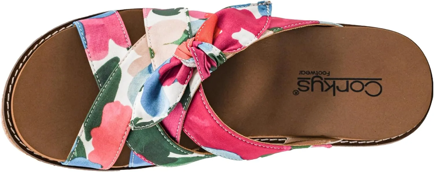 Corkys Footwear Women's Bowdacious 2.5-Inch Wedge - Features A Cork Heel, An Elegant Strappy Upper With A Unique Bow, And Memory Foam EVA Insoles For All Day Comfort