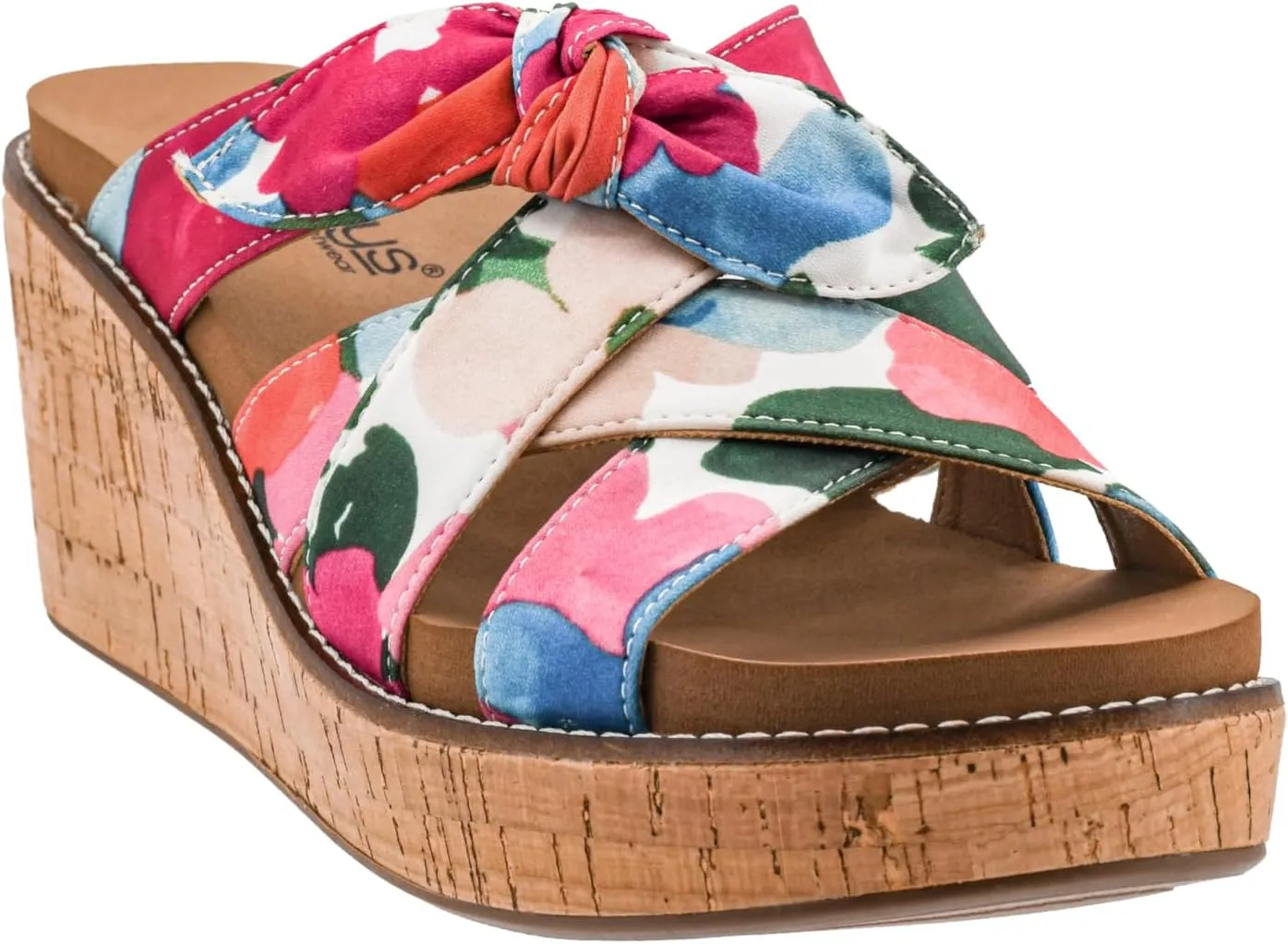 Corkys Footwear Women's Bowdacious 2.5-Inch Wedge - Features A Cork Heel, An Elegant Strappy Upper With A Unique Bow, And Memory Foam EVA Insoles For All Day Comfort