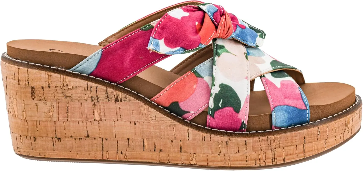 Corkys Footwear Women's Bowdacious 2.5-Inch Wedge - Features A Cork Heel, An Elegant Strappy Upper With A Unique Bow, And Memory Foam EVA Insoles For All Day Comfort