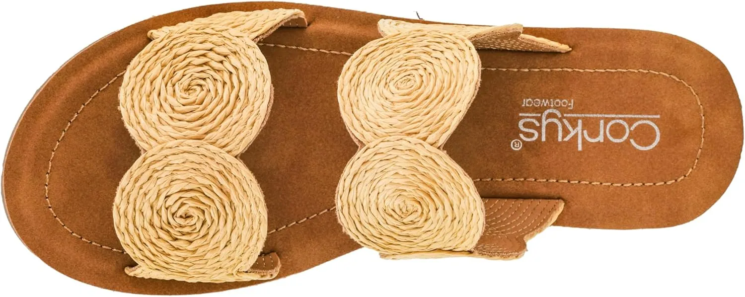 Corkys Footwear Womens Cheers Beaches Sandal - Featuring Two Straps With Scallop Detailing, A Comfortable Insole For All Day Wear, and A Chic But Subtle Lift