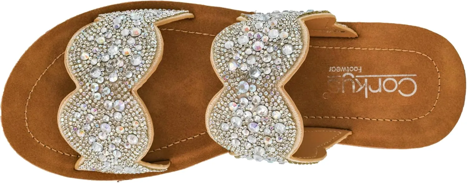 Corkys Footwear Womens Cheers Beaches Sandal - Featuring Two Straps With Scallop Detailing, A Comfortable Insole For All Day Wear, and A Chic But Subtle Lift