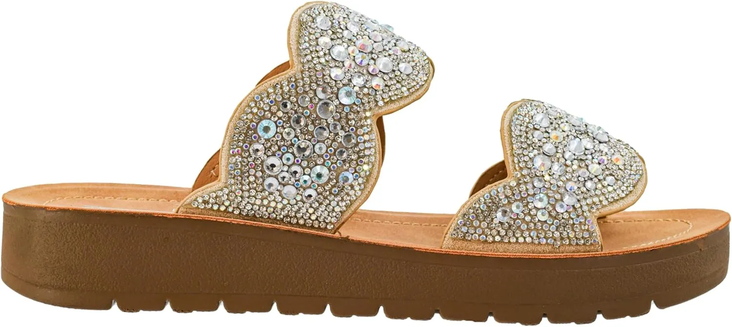Corkys Footwear Womens Cheers Beaches Sandal - Featuring Two Straps With Scallop Detailing, A Comfortable Insole For All Day Wear, and A Chic But Subtle Lift