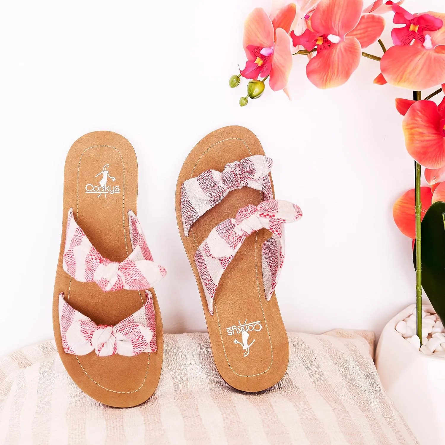 Corkys Footwear Women's Take A Bow Sandals - Where Comfort Meets Chic with Lightweight Feel, Two Straps With a Dainty Bow Detail, And Comfortable Insoles