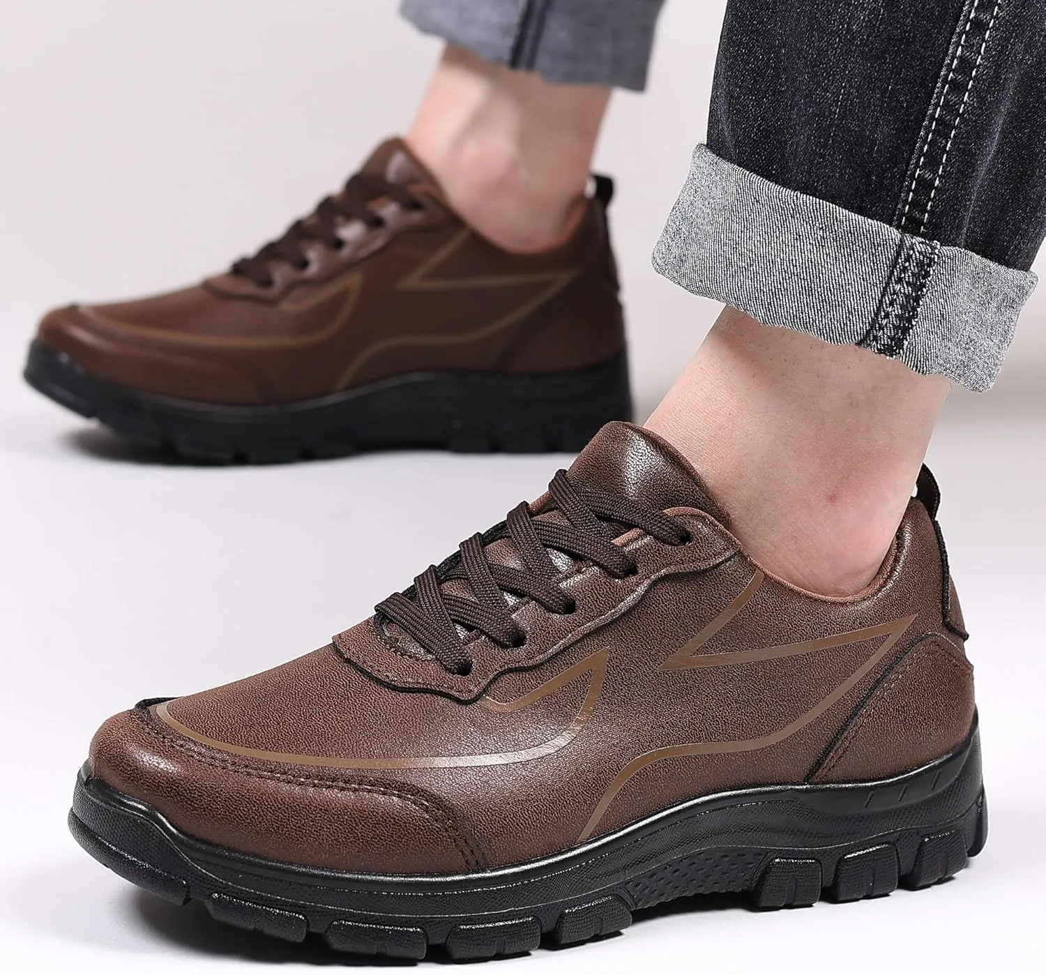 COSIDRAM Men's Casual Shoes Stylish Embossed Crocodile Print Sneakers Soft Walking Loafers
