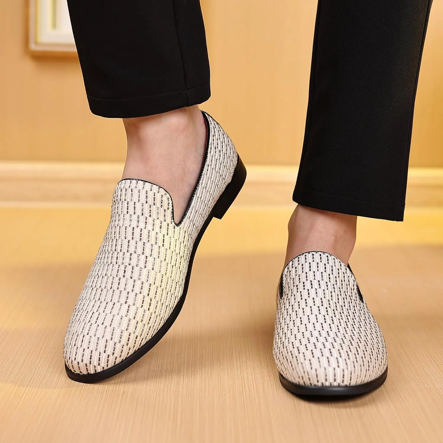 COSIDRAM Men's Dress Loafers Classic Tuxedo Suit Moccasins Comfort Slip On Casual Shoes