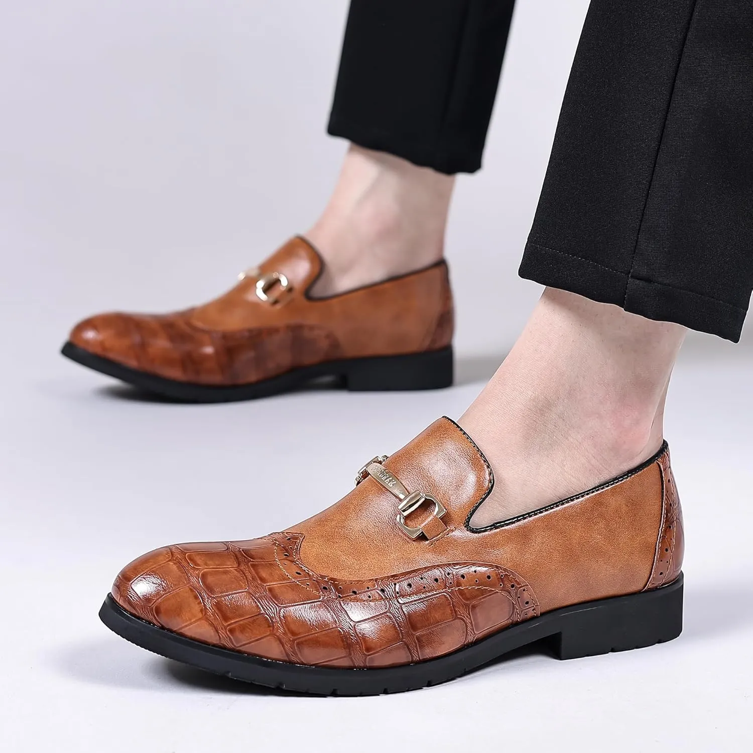 COSIDRAM Men's Dress Shoes Oxfords Slip on Classic Modern Formal Leather Shoes Casual Loafers