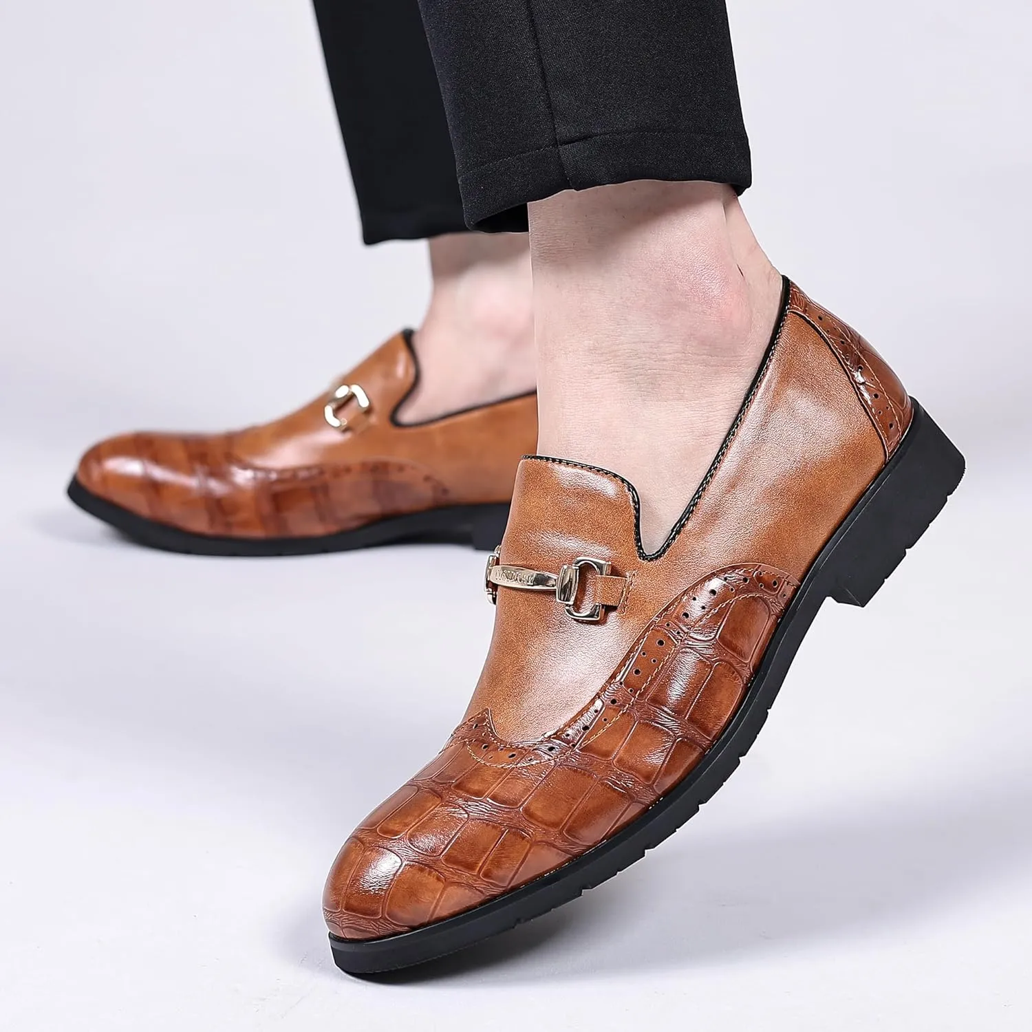 COSIDRAM Men's Dress Shoes Oxfords Slip on Classic Modern Formal Leather Shoes Casual Loafers