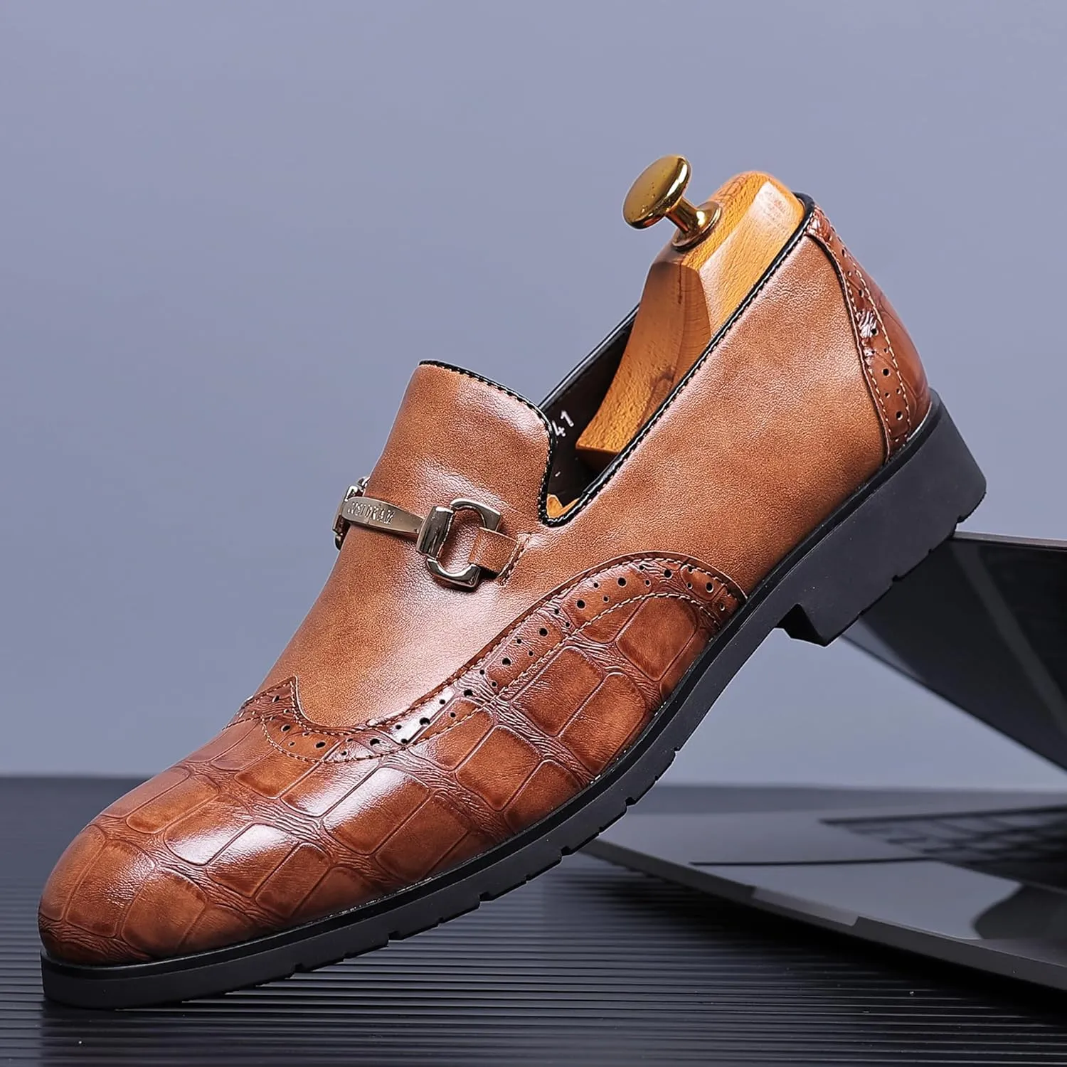 COSIDRAM Men's Dress Shoes Oxfords Slip on Classic Modern Formal Leather Shoes Casual Loafers