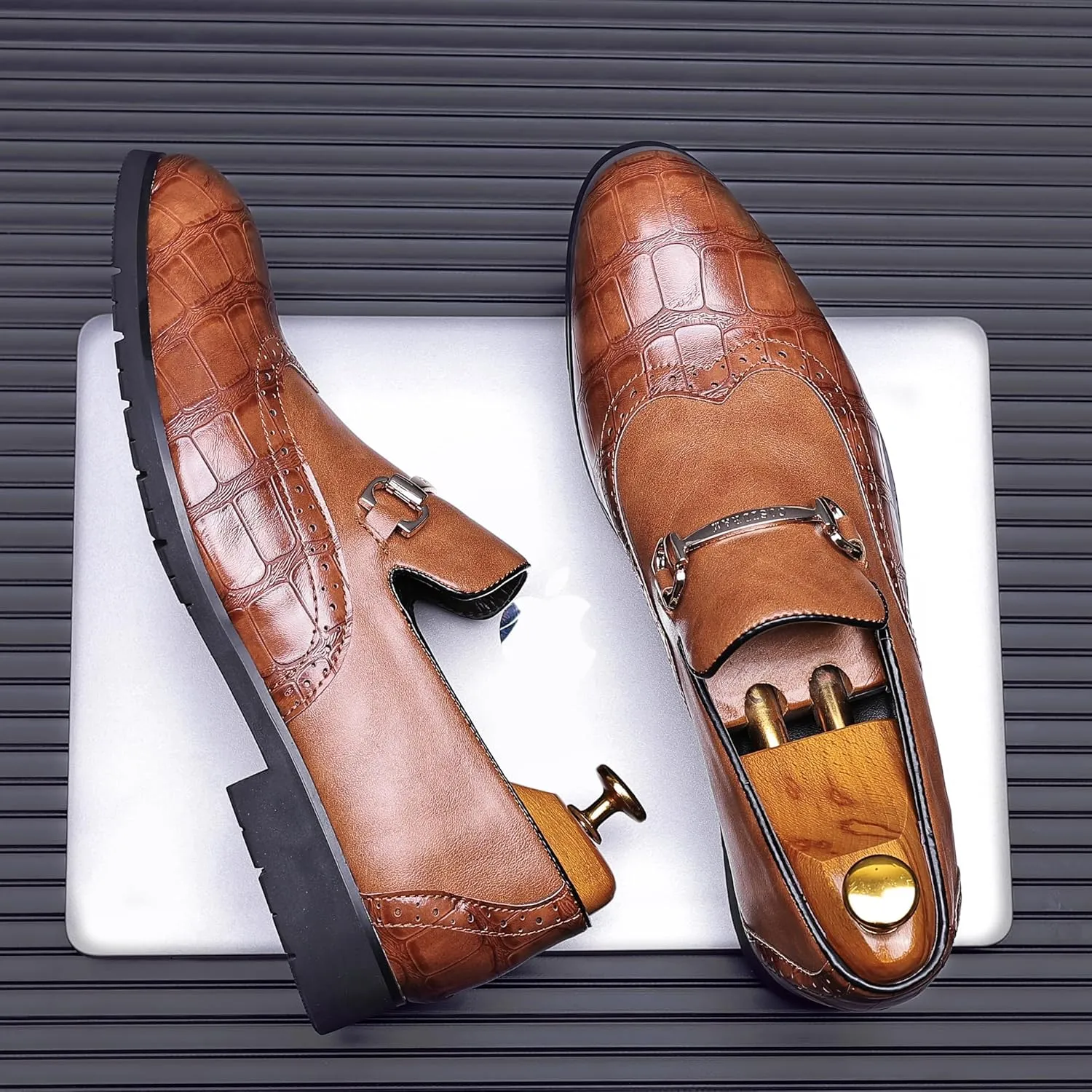 COSIDRAM Men's Dress Shoes Oxfords Slip on Classic Modern Formal Leather Shoes Casual Loafers