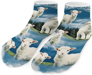 Country Animals Lambs And Sheep Low Cut Ankle Socks Casual Liner Sock Pack Non Slip Invisible For Men Women