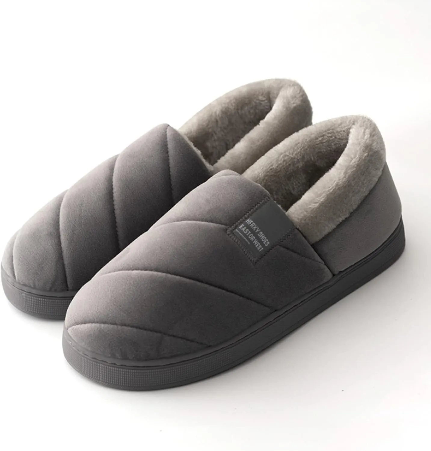 Couples Women Slip On Furry Flat Home Winter Round Toe Keep Warm Solid Color Ballerina Slippers Womens for House