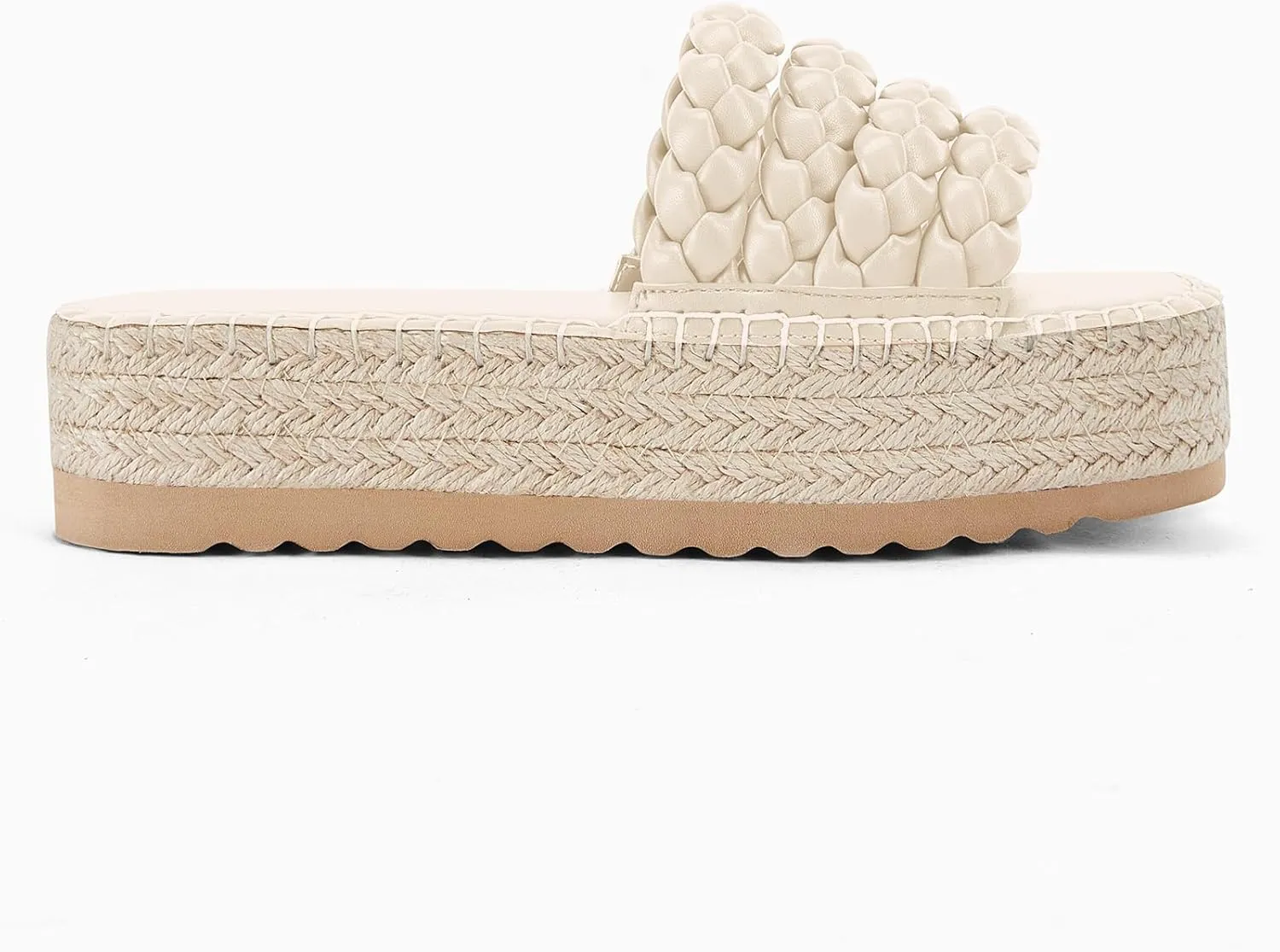 Coutgo Womens Platform Slides Sandals Espadrilles Braided Slip on Open Toe Backless Summer Dress Shoes
