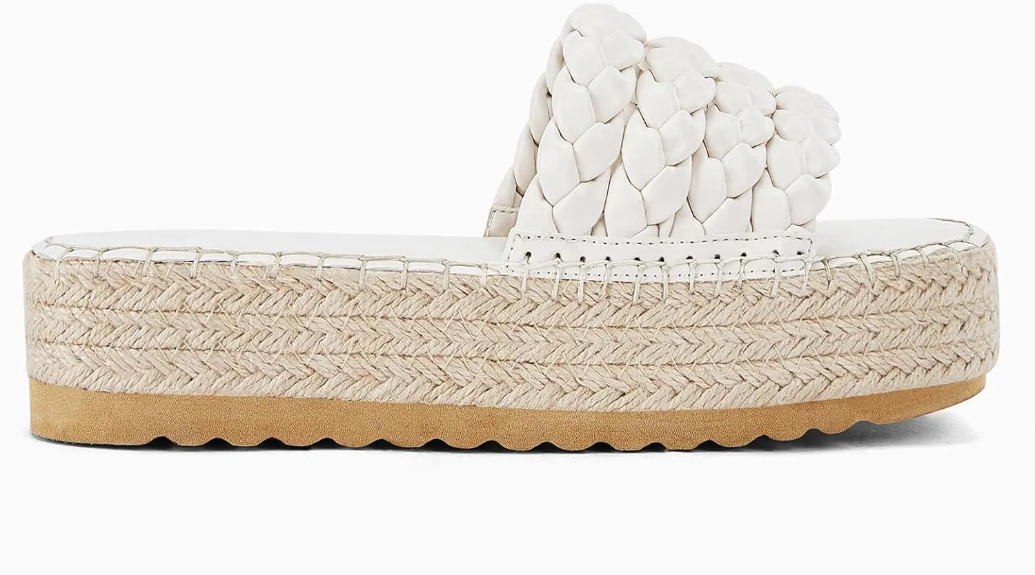 Coutgo Womens Platform Slides Sandals Espadrilles Braided Slip on Open Toe Backless Summer Dress Shoes