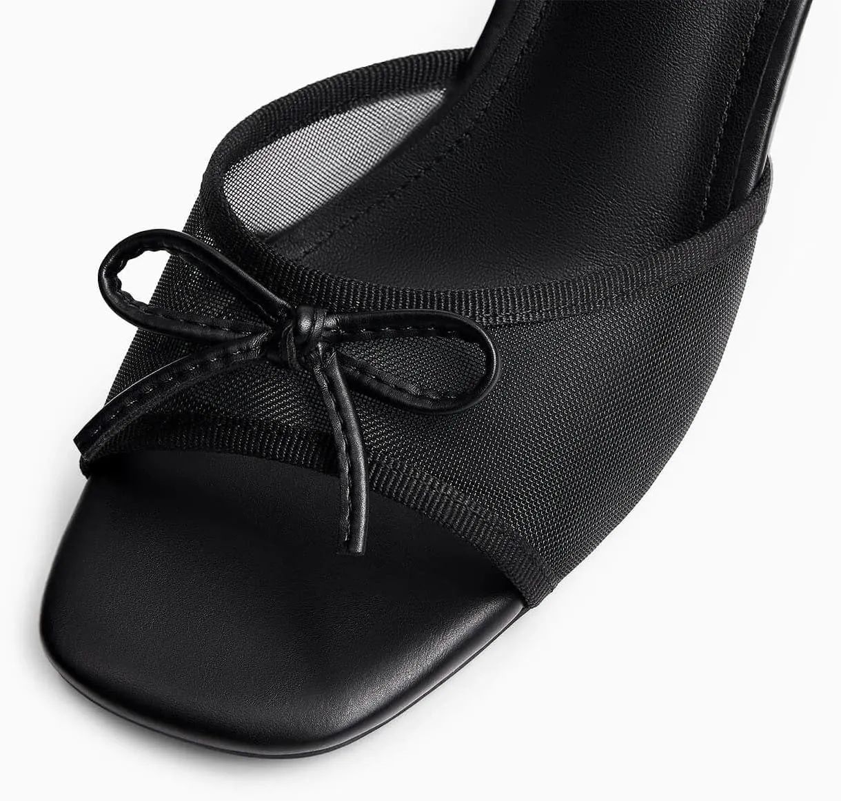 Coutgo Womens Square Open Toe Heels Mules Bow Stiletto Heel Backless Slip On Slide Sandals