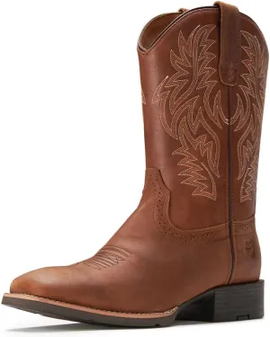 Cowboy Boots For Men - Mens Sport Wide Square Toe Western Boot,Oil/Slip Resistant,Durable Fashionable Classic Pull on 10 Inch Wellington Boots - Soft Toe