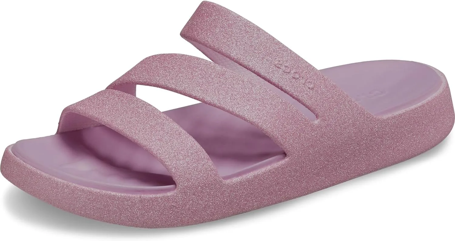 Crocs Women's Getaway Strappy Sandals, Pink Milk Glitter, 7