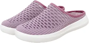 CROSSBABY Women's Knitted Breathable Lightweight Slip-On Sports Mules Comfortable Non-Slip Backless Walking Shoes for Hiking House Traveling