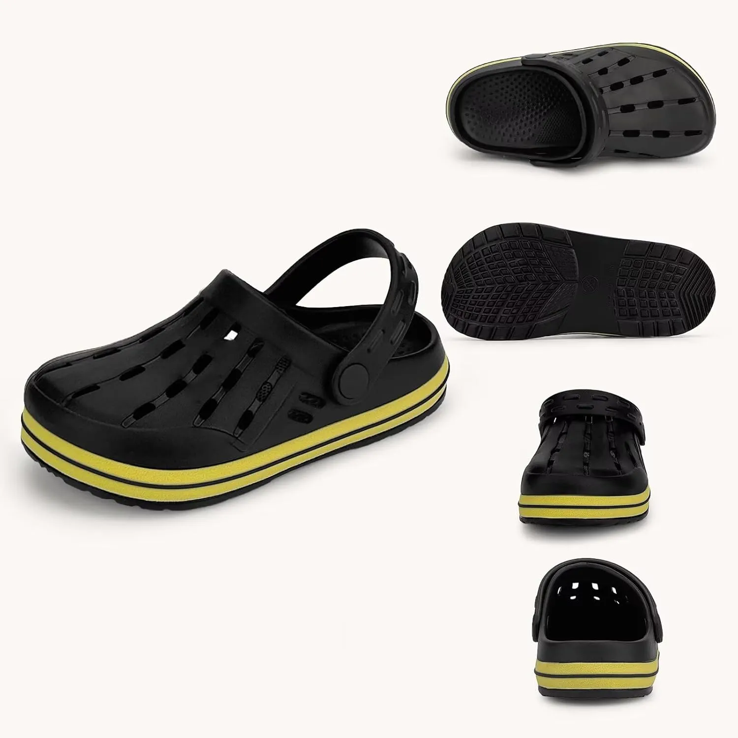 Cubufly Kids Garden Shoes Boys Girls Glitter Stripe Band Clogs Toddler Slip On Water Sandals Children Beach Pool Slipper