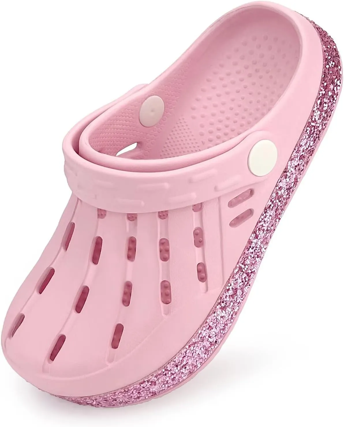 Cubufly Kids Garden Shoes Boys Girls Glitter Stripe Band Clogs Toddler Slip On Water Sandals Children Beach Pool Slipper