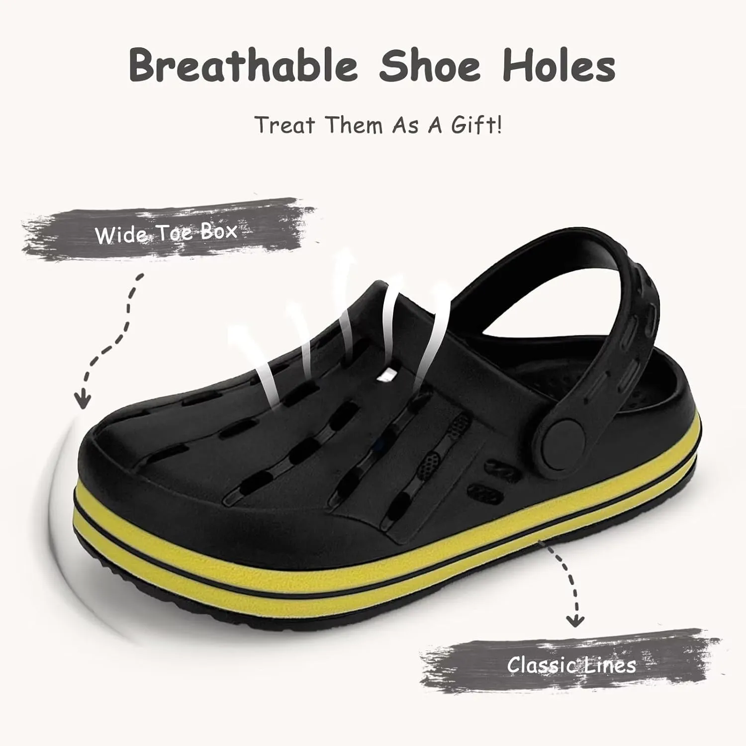 Cubufly Kids Garden Shoes Boys Girls Glitter Stripe Band Clogs Toddler Slip On Water Sandals Children Beach Pool Slipper