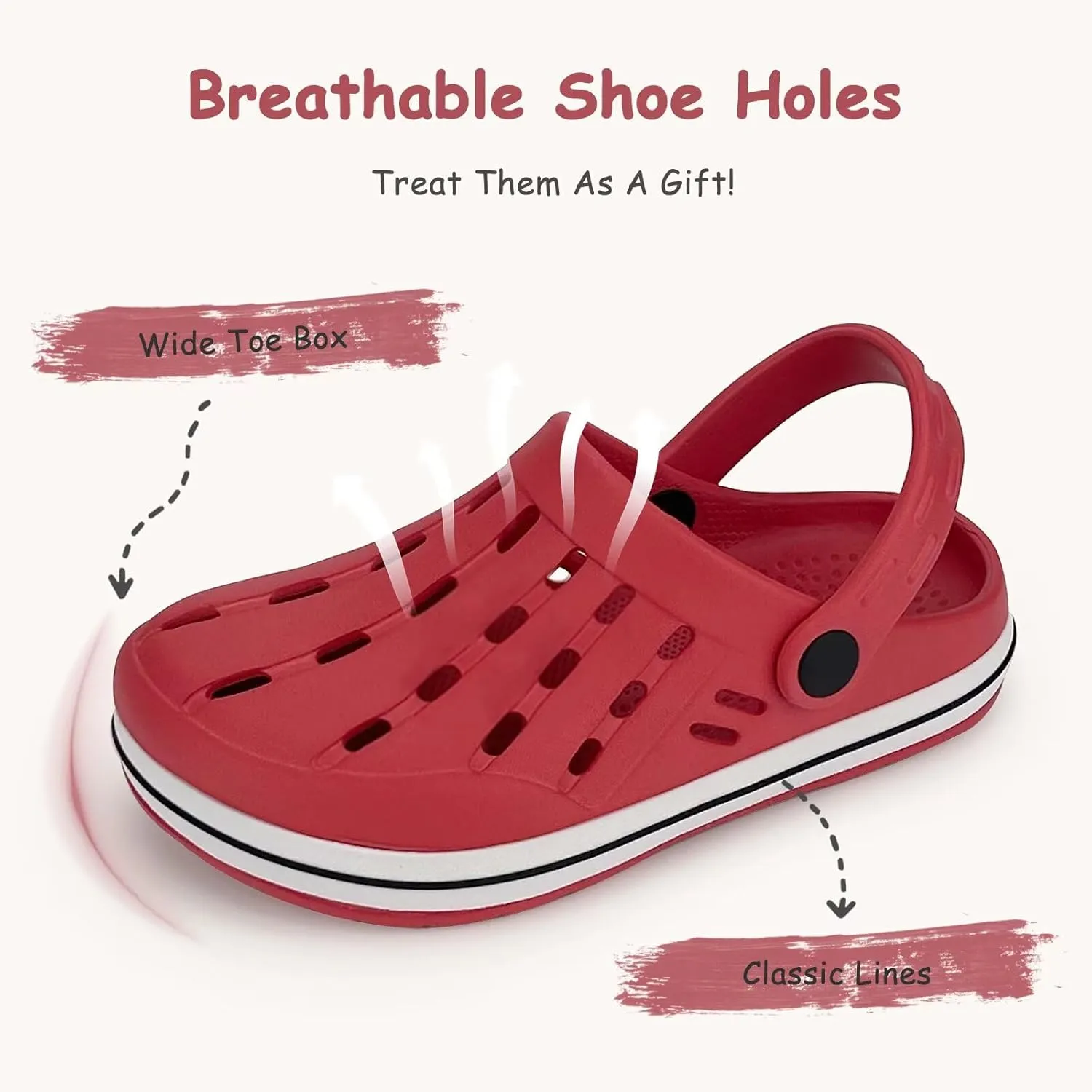 Cubufly Kids Garden Shoes Boys Girls Glitter Stripe Band Clogs Toddler Slip On Water Sandals Children Beach Pool Slipper