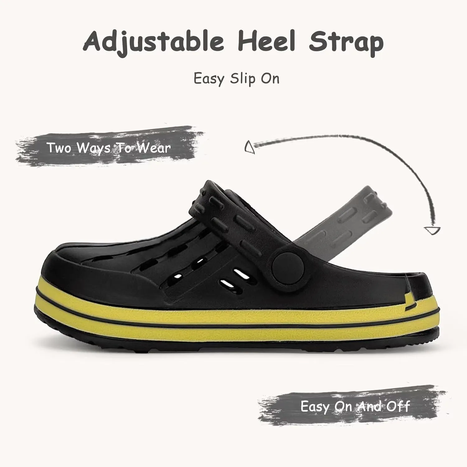 Cubufly Kids Garden Shoes Boys Girls Glitter Stripe Band Clogs Toddler Slip On Water Sandals Children Beach Pool Slipper