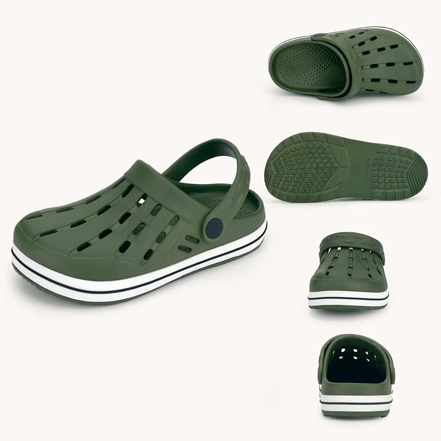 Cubufly Kids Garden Shoes Boys Girls Glitter Stripe Band Clogs Toddler Slip On Water Sandals Children Beach Pool Slipper