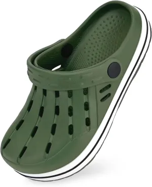 Cubufly Kids Garden Shoes Boys Girls Glitter Stripe Band Clogs Toddler Slip On Water Sandals Children Beach Pool Slipper