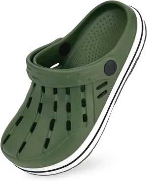 Cubufly Kids Garden Shoes Boys Girls Glitter Stripe Band Clogs Toddler Slip On Water Sandals Children Beach Pool Slipper