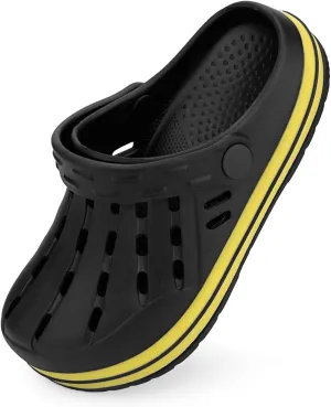 Cubufly Kids Garden Shoes Boys Girls Glitter Stripe Band Clogs Toddler Slip On Water Sandals Children Beach Pool Slipper
