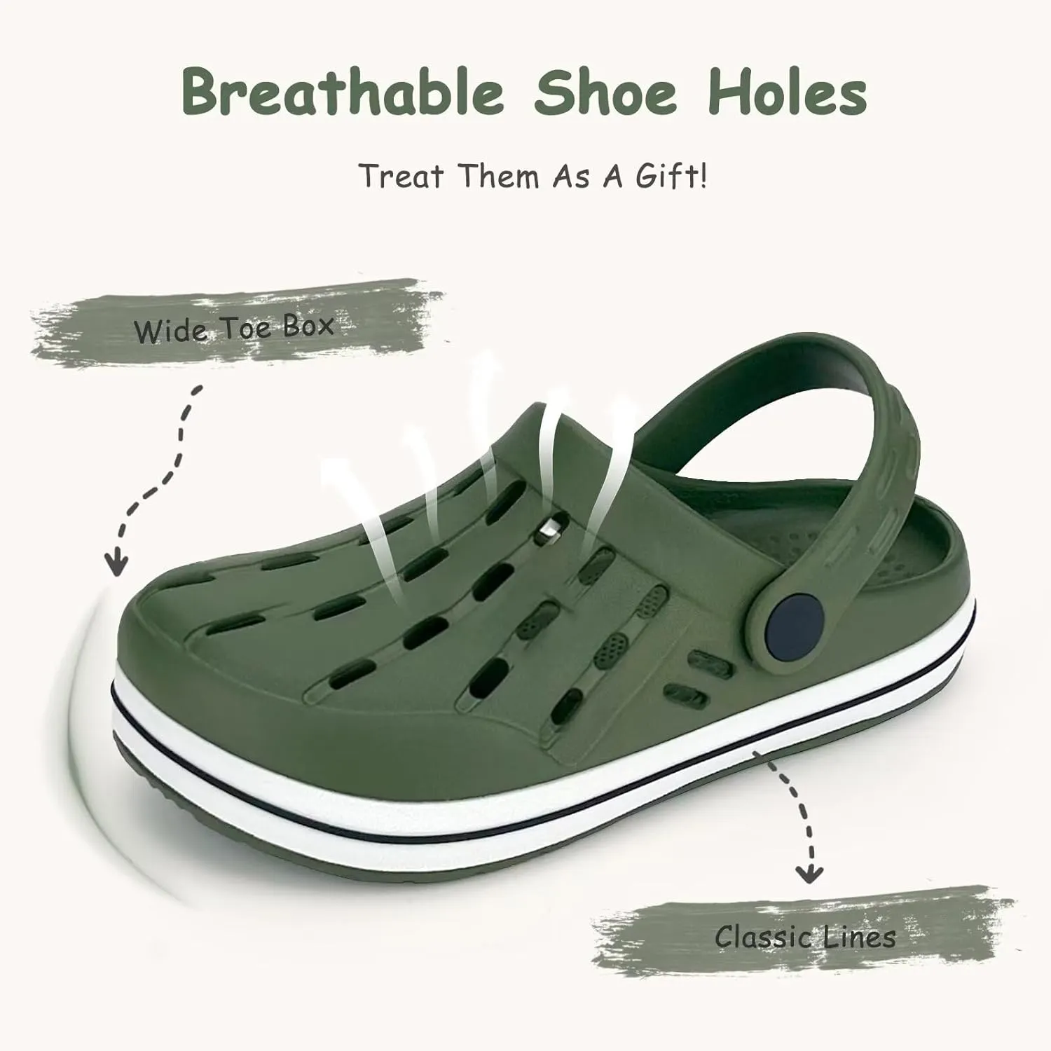 Cubufly Kids Garden Shoes Boys Girls Glitter Stripe Band Clogs Toddler Slip On Water Sandals Children Beach Pool Slipper