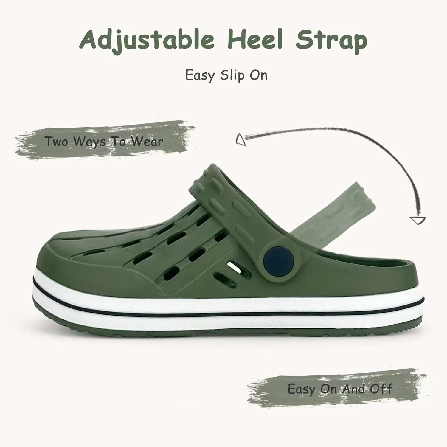 Cubufly Kids Garden Shoes Boys Girls Glitter Stripe Band Clogs Toddler Slip On Water Sandals Children Beach Pool Slipper