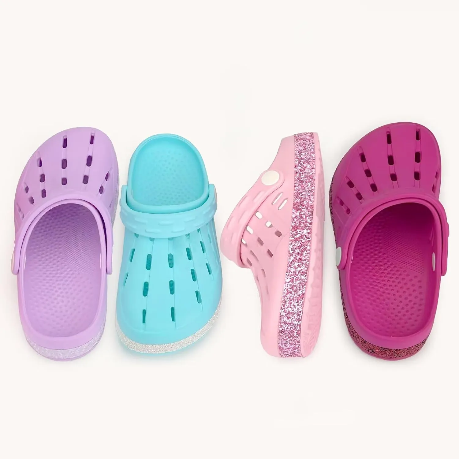 Cubufly Kids Garden Shoes Boys Girls Glitter Stripe Band Clogs Toddler Slip On Water Sandals Children Beach Pool Slipper