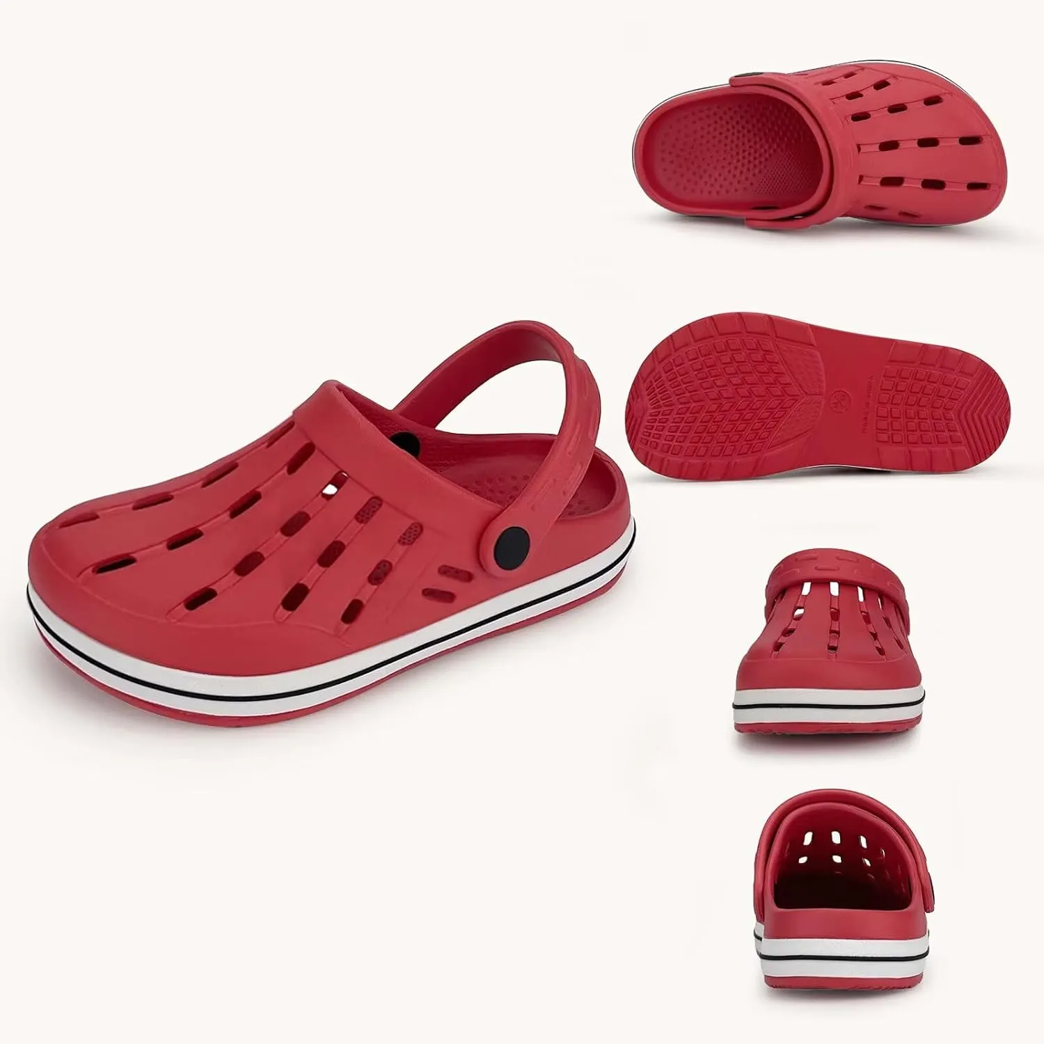 Cubufly Kids Garden Shoes Boys Girls Glitter Stripe Band Clogs Toddler Slip On Water Sandals Children Beach Pool Slipper