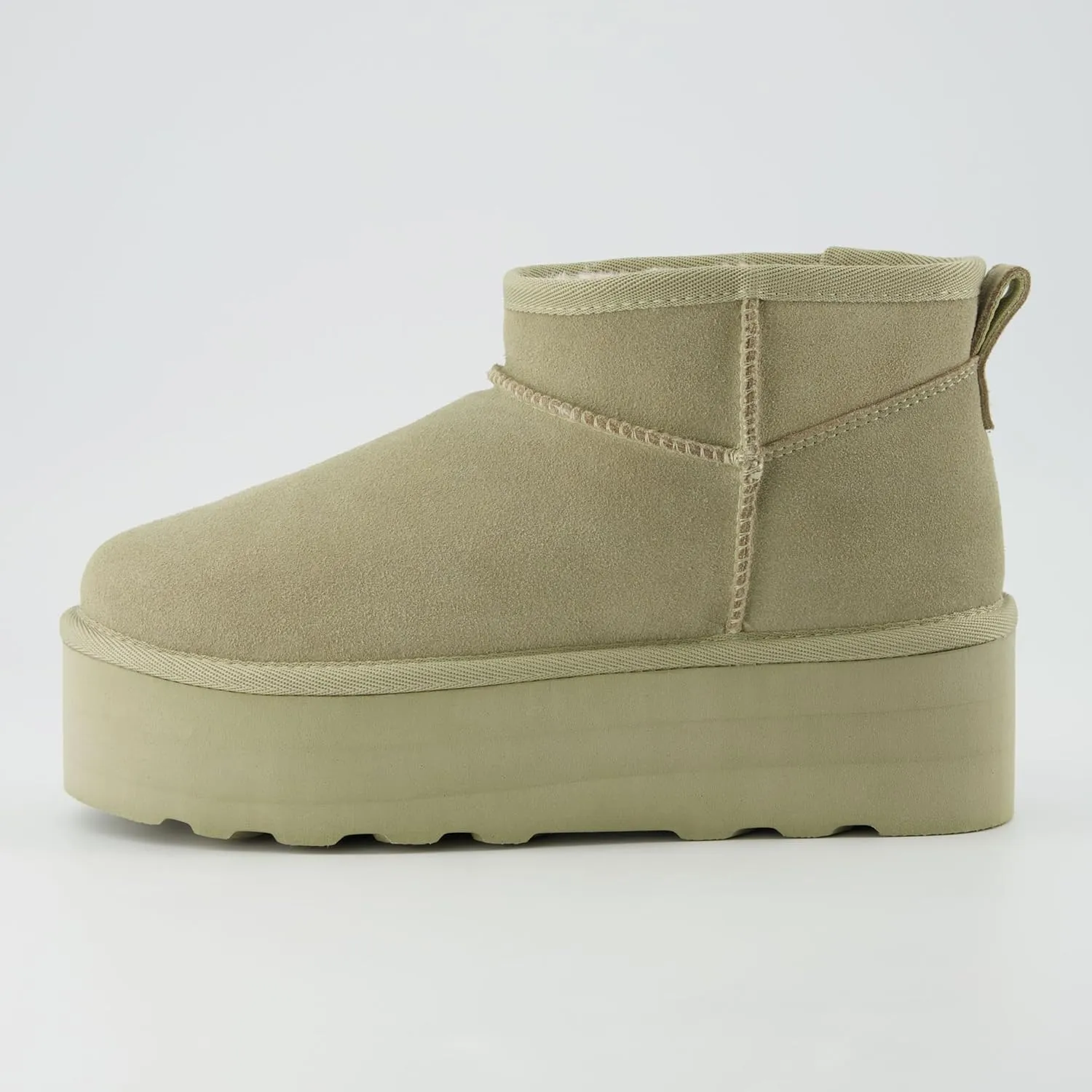 CUSHIONAIRE Hippy Women’s Platform Ankle Boots – Genuine Suede, Faux Fur Lining, Cozy Winter Slip-On Design, Comfortable Footwear with Wide Widths Available