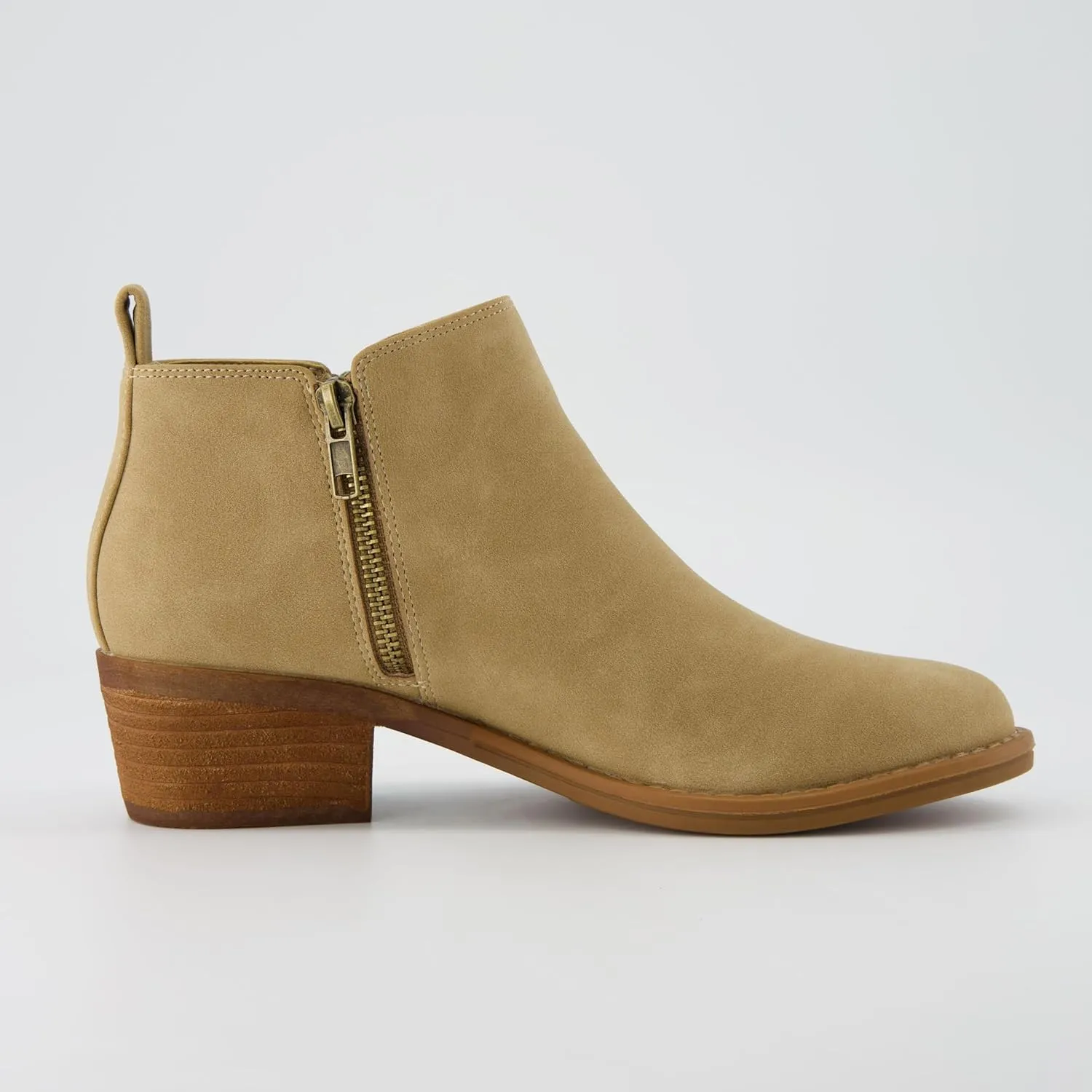 CUSHIONAIRE Taco Women’s Ankle Bootie – Low Heel Ankle Boots for Women with Memory Foam Comfort, Side Zipper, and Wide Widths Available