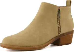 CUSHIONAIRE Taco Women’s Ankle Bootie – Low Heel Ankle Boots for Women with Memory Foam Comfort, Side Zipper, and Wide Widths Available
