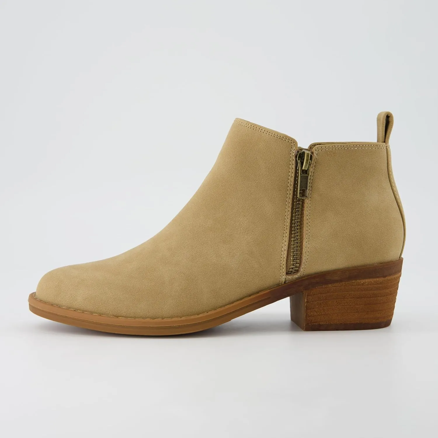CUSHIONAIRE Taco Women’s Ankle Bootie – Low Heel Ankle Boots for Women with Memory Foam Comfort, Side Zipper, and Wide Widths Available
