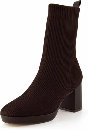 CUSHIONAIRE Women's Bancroft Stretch platform heel boot  Memory Foam, Wide Widths Available
