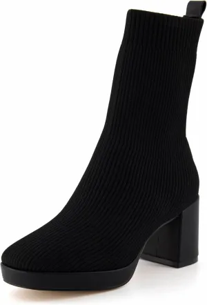 CUSHIONAIRE Women's Bancroft Stretch platform heel boot  Memory Foam, Wide Widths Available