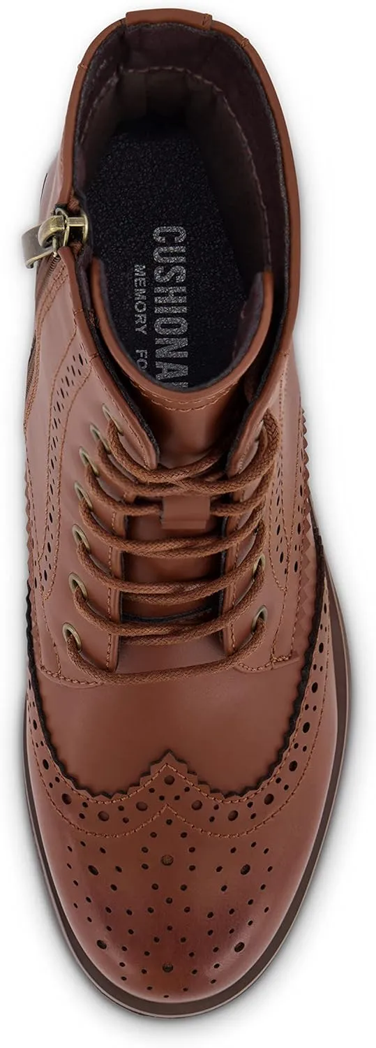 CUSHIONAIRE Women's Boyfriend wing tip boot  Memory Foam, Wide Widths Available