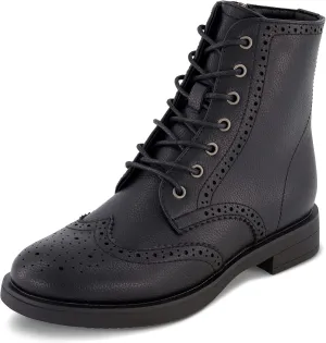CUSHIONAIRE Women's Boyfriend wing tip boot  Memory Foam, Wide Widths Available