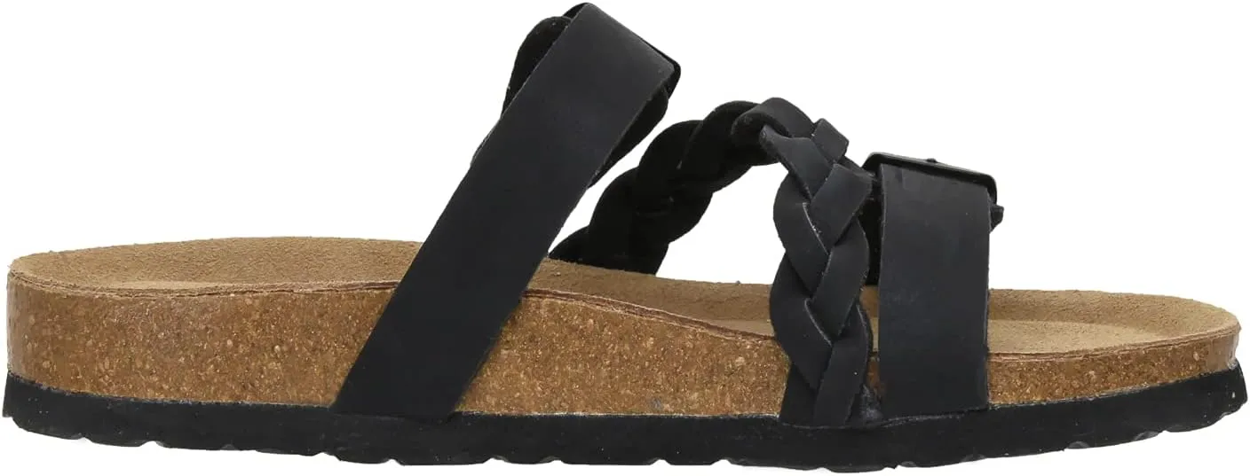 CUSHIONAIRE Women's Lizzy Cork Footbed Sandal - Comfortable, Adjustable Straps, Arch Support, Wide Widths Available, Boho Chic Summer Slides