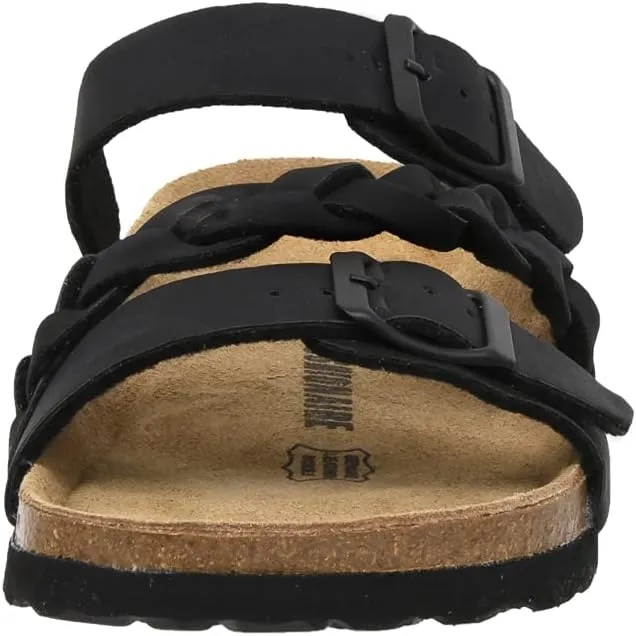 CUSHIONAIRE Women's Lizzy Cork Footbed Sandal - Comfortable, Adjustable Straps, Arch Support, Wide Widths Available, Boho Chic Summer Slides