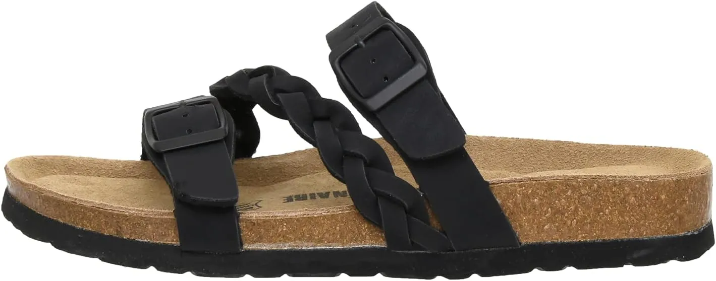 CUSHIONAIRE Women's Lizzy Cork Footbed Sandal - Comfortable, Adjustable Straps, Arch Support, Wide Widths Available, Boho Chic Summer Slides