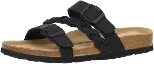 CUSHIONAIRE Women's Lizzy Cork Footbed Sandal - Comfortable, Adjustable Straps, Arch Support, Wide Widths Available, Boho Chic Summer Slides