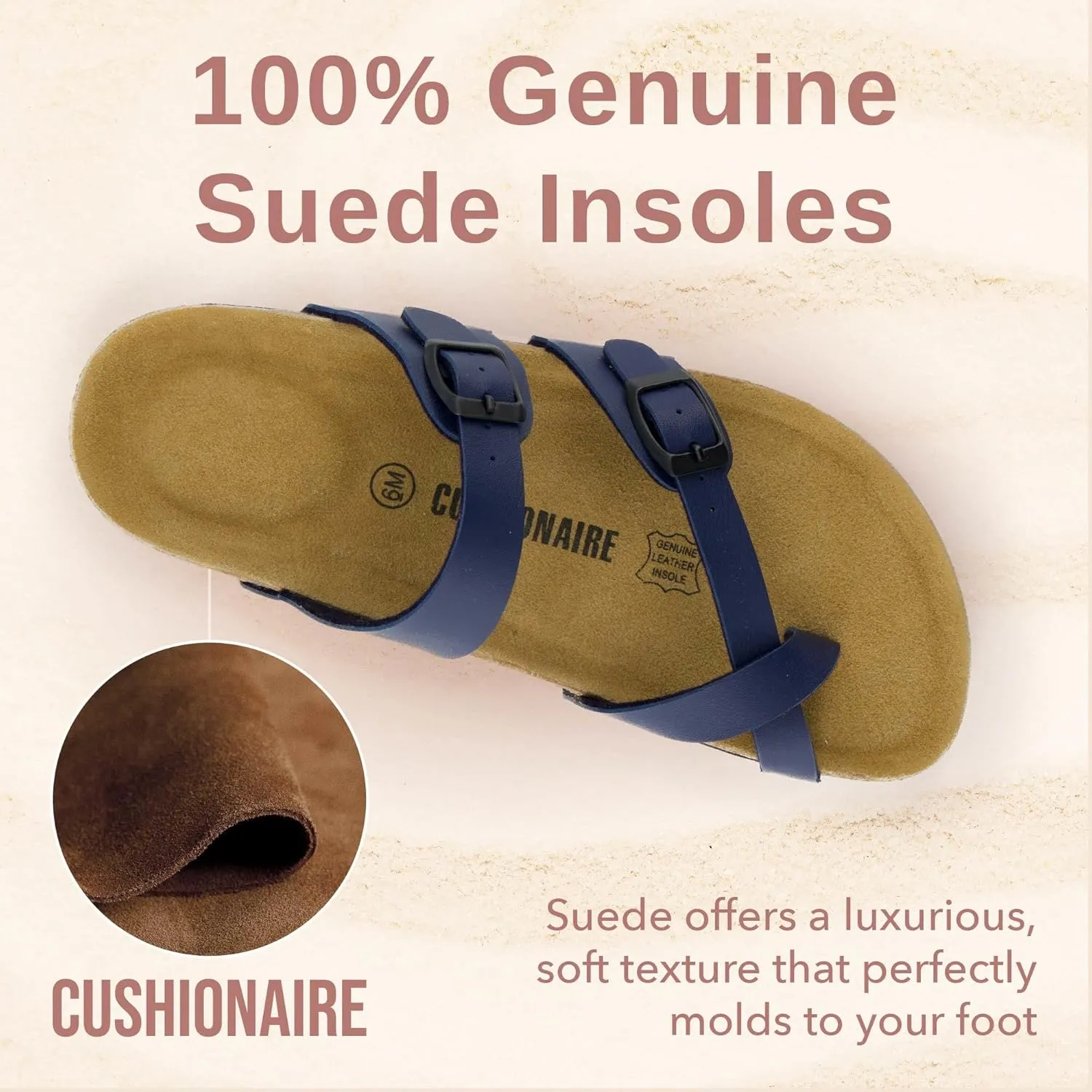 CUSHIONAIRE Women's Luna Cork Footbed Sandal With  Comfort