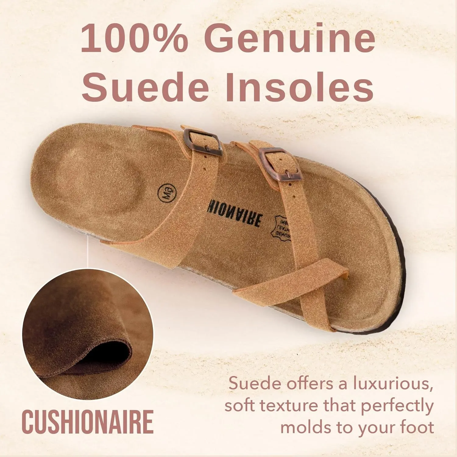 CUSHIONAIRE Women's Luna Cork Footbed Sandal With  Comfort